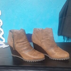 Sugar Tan Wedge Ankle Boots